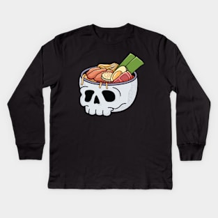Kawaii Japanese Anime Skull Ramen for Halloween and Ramen Lovers Kids Long Sleeve T-Shirt
